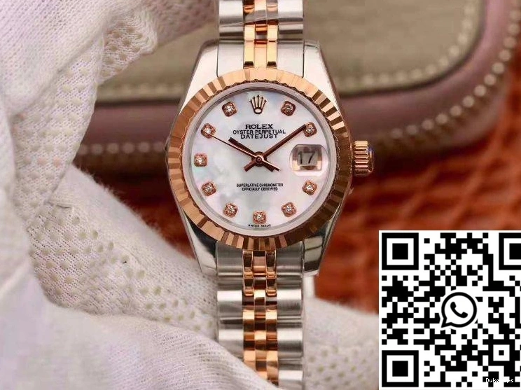 Datejust Dial Enamel Rose White Lady 28MM Gold Rolex 0403
